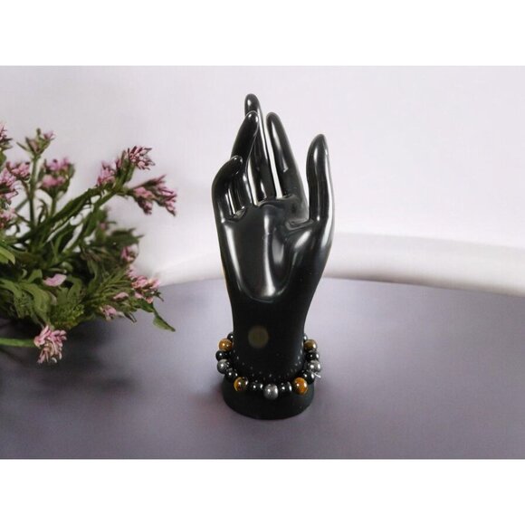 Triple Protection Bracelet 8mm Hematite Obsidian Tiger - New - Witchcore Earth - Picture 4 of 11